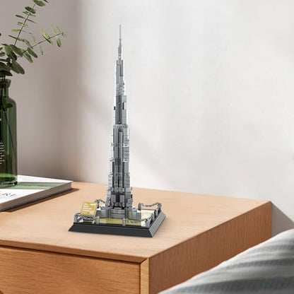 Burj Khalifa Tower Dubai Building Blocks Set – 555 Pieces Advanced Architecture Model Kit, Collectible Architecture Souvenir, for Adults & Kids