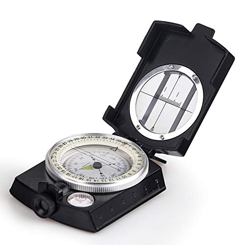 COSTIN Multifunctional Compass, Metal Military Waterproof High Accuracy Compass with Map Measurer, Distance Calculator,Bubble Level Perfect for Outdoor Activities, Matte Black - size: 1 Count (Pack of 1)