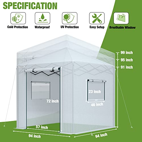 WORKPRO 94”x 94”x 99” Pop-up Greenhouse for Outdoors - style: 94" L x94" W x99" H pop up greenhouse(large)