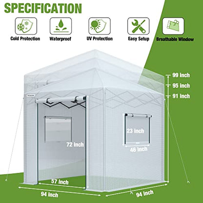 WORKPRO 94”x 94”x 99” Pop-up Greenhouse for Outdoors - style: 94" L x94" W x99" H pop up greenhouse(large)