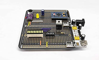 ElectroCookie Large PCB Prototype Board Kit Solderable Breadboards for Electronics Projects Compatible for DIY Arduino Soldering Projects, Gold-Plated (6 Multi-Pack, Black)