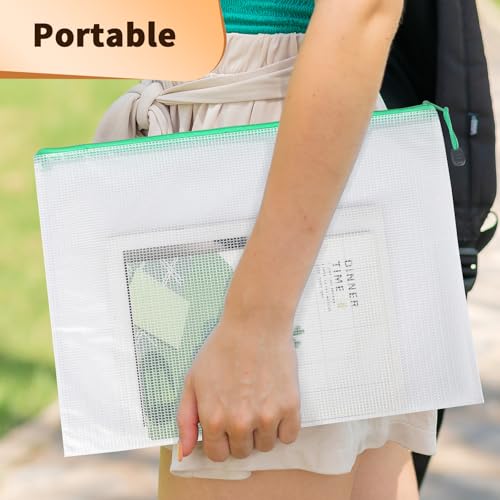 Umriox 18 Pack Mesh Zipper Organizer Bags, A3 A4 A5 Sizes with Labels - style: A3+a4+a5