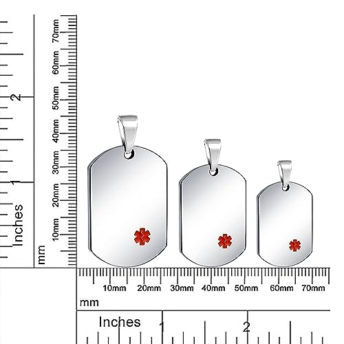 Medical Alert Identification ID Dog Tag Pendant Necklace Stainless Steel - style: Do Not Resuscitate Large