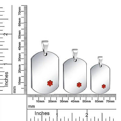 Medical Alert Identification ID Dog Tag Pendant Necklace Stainless Steel - style: Do Not Resuscitate Large