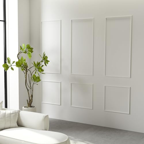 Peel and Stick Premade Wall Molding Kit, 3 Set Wainscoting - color: White-Modern A