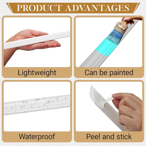 4 Set Peel and Stick Wall Molding Trim Kit, Premade Wainscoting Panels, White Pre Cut Wall Panels for Interior Wall Decor, DIY Home Decoration Picture Frame (12 x 24 Inch)