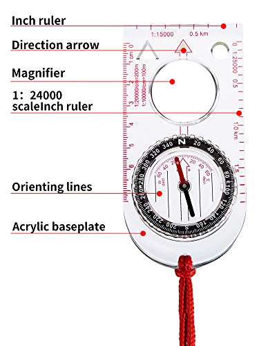 Gejoy 6 Pcs Portable Orienteering Scout Compass for Hiking Bulk - style: Style 2