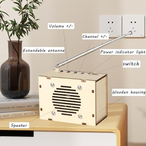 STEM Toys DIY FM Radio Kit, Science Circuit Project, Boy Gift Toys Age 8-13 - color: Classic Wood