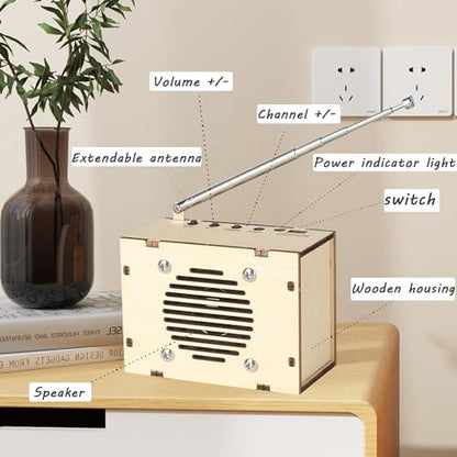 STEM Toys DIY FM Radio Kit, Science Circuit Project, Boy Gift Toys Age 8-13 - color: Classic Wood