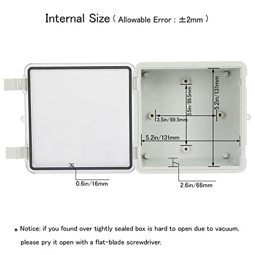 Junction Box IP65 Waterproof ABS Plastic Enclosure Hinged PC Clear Cover Electrical Project Box with Mounting Plate, Wall Brackets, Cable Glands 5.2" x 5.2" x 3.3" - color: Clear Cover, size: 5.2" x 5.2" x 3.3"