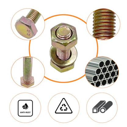 210PCS Nuts and Bolts Assortment Kit, Metric Bolt Assortment, M5 Bolts and Nuts Kit, Grade 8.8 Bolts and Nuts Kit, Metric Bolt Kit, Yellow Zinc Plated Coating, 4 Sizes, Length from 16-30mm - size: 210PCS M5