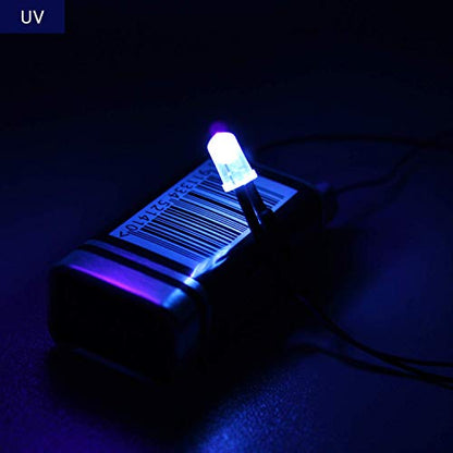 DiCUNO 100Pcs 5MM Pre Wired 12V UV Light LED Diodes, with 9.4 Inch Lead - color: UV
