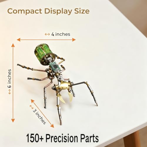 Steampunk 3D Metal Ant Puzzle Model for Adults – Mechanical DIY Assembly Kits 150+ Pcs Unique Desk Decor Christmas & Birthday Gift for Father Husband (Gatling Ant) - style: Gatling Ant