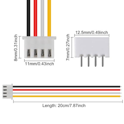 ACEIRMC 10Pairs JST-XH Connector Kit, XH 2.54mm 4 Pin Header Male and Female Connectors Plug Adapter with Flat Wire Cable 200mm 26AWG Compatible with JST XH (4P) - color: 4P