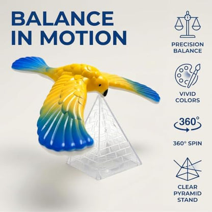 2Pcs Balance Bird with Clear Triangle Stand, Educational Physics Gravity Demonstration, Science Kit
