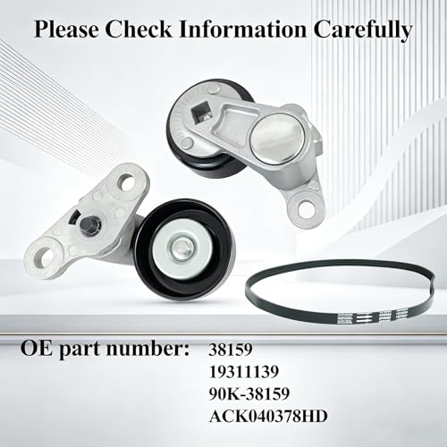 A/C Drive Belt Tensioner Kit Fits for Chevy Silverado 1500 Avalanche Express Suburban Tahoe GMC Savana Sierra Yukon Cadillac Escalade 1999-2008, P/N: 19311139, 38159, ACK040378HD