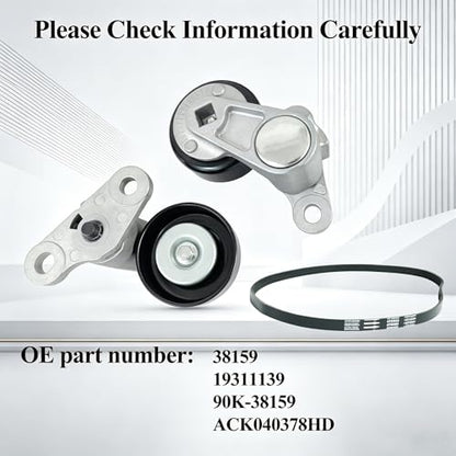 A/C Drive Belt Tensioner Kit Fits for Chevy Silverado 1500 Avalanche Express Suburban Tahoe GMC Savana Sierra Yukon Cadillac Escalade 1999-2008, P/N: 19311139, 38159, ACK040378HD