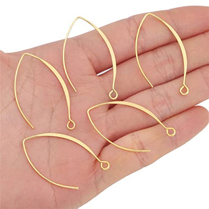 BEADIA 18K Gold Plated Earring Hooks U Shape 15x38mm 20pcs for Jewelry Making Findings - size: U Shape Hooks 15x38mm