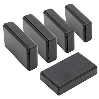 LeMotech Project Box, 5 Pieces ABS Electrical Box Small Junction Box for Electronics PCB Case,Electronic Hobby Box Black, Outside Size 2.8 x 1.7 x 0.7 inch (70x 42x 18 mm) - size: 2.8" x 1.7" x 0.7"(5pc)