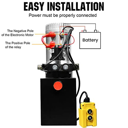DC HOUSE Hydraulic Power Unit 15 Quart Double Acting Hydraulic Pump DC 12V Power Unit Metal Reservoir for Dump Trailer Car Lifting - size: 15 Quart Double