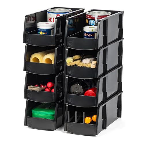 IRIS USA 8-Pack, Large Stackable Storage Bins, Black - size: Large - 8 Pack