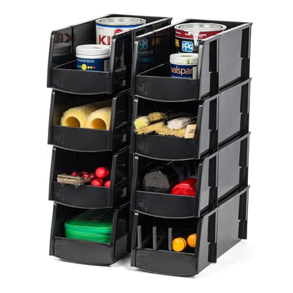 IRIS USA 8-Pack, Large Stackable Storage Bins, Black - size: Large - 8 Pack