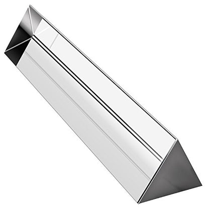 Amlong Crystal 6 inch Optical Glass Triangular Prism for Teaching Light Spectrum Physics and Photo Photography Prism, 150mm - size: Small