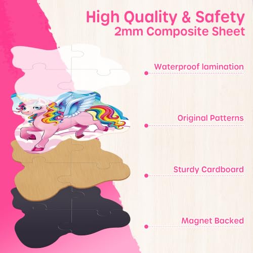 SYNARRY Magnetic Unicorn Mermaid Princess Puzzles for Kids 3-5, Travel Toys