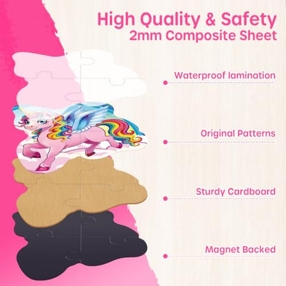 SYNARRY Magnetic Unicorn Mermaid Princess Puzzles for Kids 3-5, Travel Toys