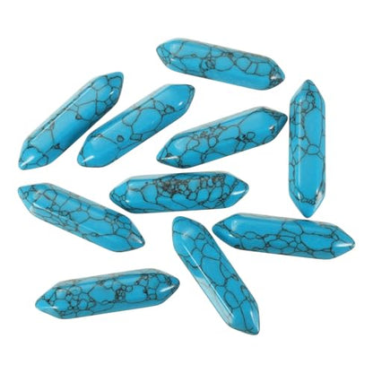 MECCANIXITY 10 Pack Blue Turquoise Quartz Crystals, Polished Crystals Bulk Hexagonal Shaped Meditation Gemstone for Jewelry Making Energy Balance Accessories Gifts - color: Blue Turquoise