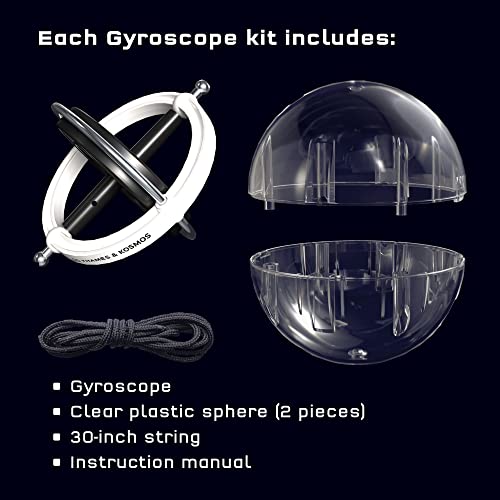 Thames & Kosmos Gyroscope | Essential STEM Tools | Classic Physics Science Toy for Kids & Adults | Experiments in Motion, Forces & Gravity | Includes Clear Sphere Stand & Storage Case | Ages 8+