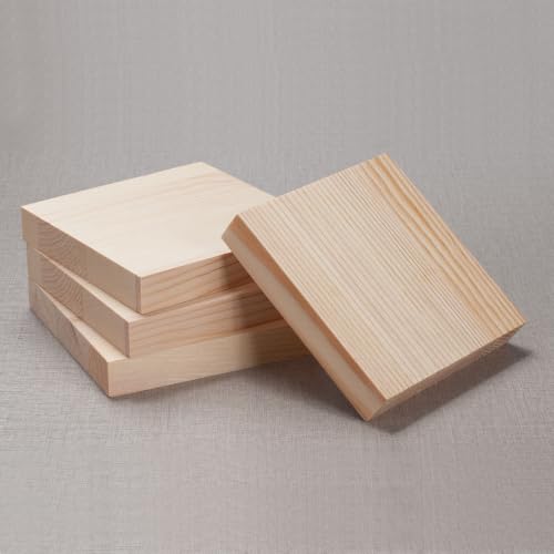 Wooden Blocks Wood Blocks for Crafts, 4 PCS 6″X6″X1″ Blank Wood Squares - size: 6″x6″x1″ - 4PCS