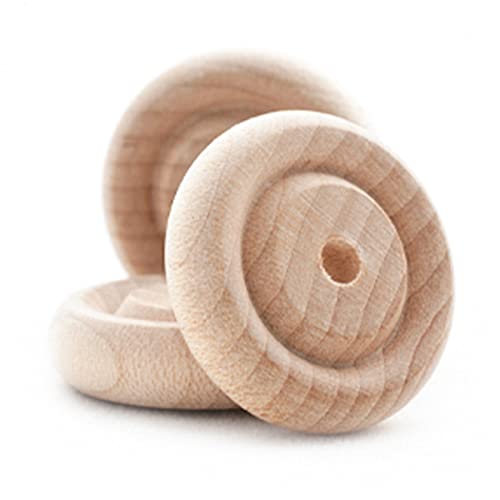 Pinehurst Crafts Mini Wood Toy Wheels, 7/8-Inch Diameter x 1/4-Inch Thick (1/8-Inch Hole), Pack of 25