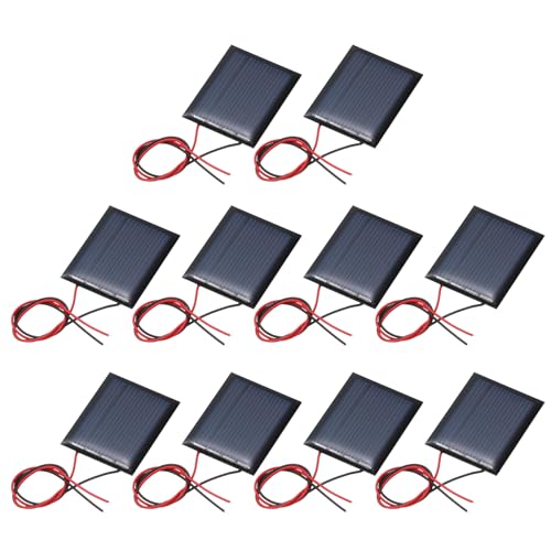 MECCANIXITY 10Pcs 2V 0.12W 60mA Mini Solar Panels with Cable | Small Polycrystalline Solar Cell Panel for DIY Electric Toy Materials Kits Charger - style: 2V 0.12W 60mA