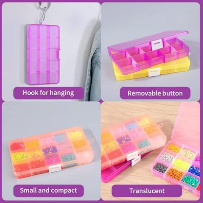 Opret Bead Organizer Box 15 Grids 4 Pack for Crafts - color: 4 pcs, multicolors 2