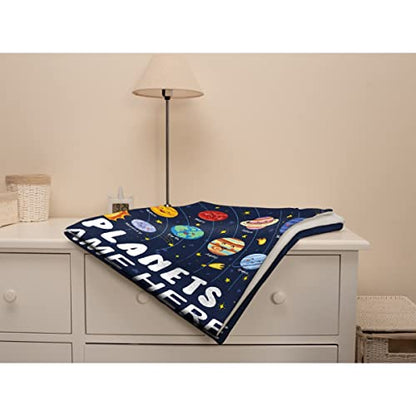 Just A Boy Who Loves Planets Solar System Space Throw Blanket Fannel Fleece Super Soft Funny Blanket Travel Throw Blanket for Bed Couch Sofa Custom Name - color: Just a Boy Who Loves Planets Solar System Space, size: Custom Name