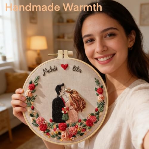 Wedding Photos Embroidery Starter Kit, Valentine's Day Gifts，DIY Needle Punch Kit, Punch Needle Kits for Beginners,Include Pre-Printed Fabric,Tools,Embroidery Hoop,Threads. (Wedding Photo No. 3) - color: Wedding Photo No. 3