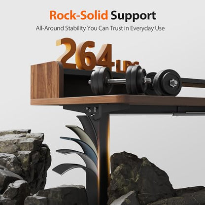 Agilestic L Shaped Standing Desk with Monitor Shelf, 63 Inch, Dark Walnut - color: Dark Walnut, size: 63x55 Inch with shelf