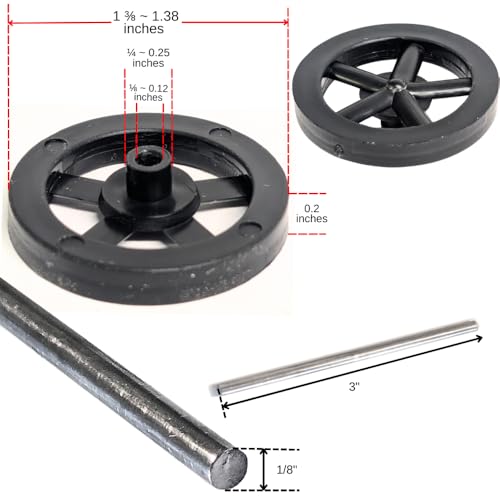 MINISCIENCE.COM 100 Plastic Front Wheels with 50 1/8" Axle Rods – Educational Robotics & Mechanical Kit (100 Wheels + 50 Axles Set)
