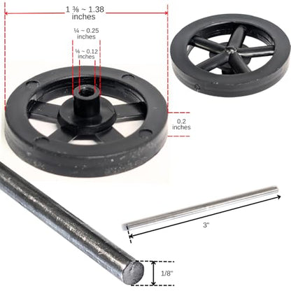 MINISCIENCE.COM 100 Plastic Front Wheels with 50 1/8" Axle Rods – Educational Robotics & Mechanical Kit (100 Wheels + 50 Axles Set)