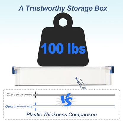 CATOOMUU 16-Pack 9x13 Shallow Flat Clear Plastic Storage Boxes - color: Large-Blue-16packs