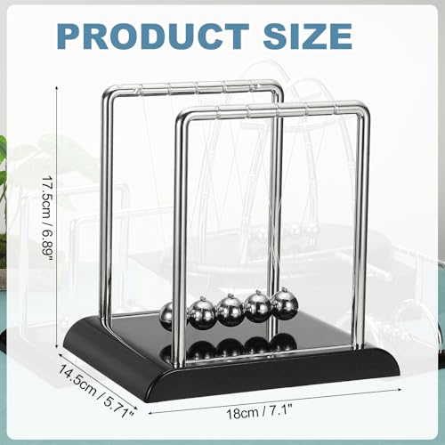PATIKIL Newtons Cradle, Newton's Cradle Pendulum 5 Balance Balls Desk Toys Gravity Ball Cool Funny for Physics Toys Adults Science Men Office Desk Decor Home Gift, Black, L - color: Black, size: Large