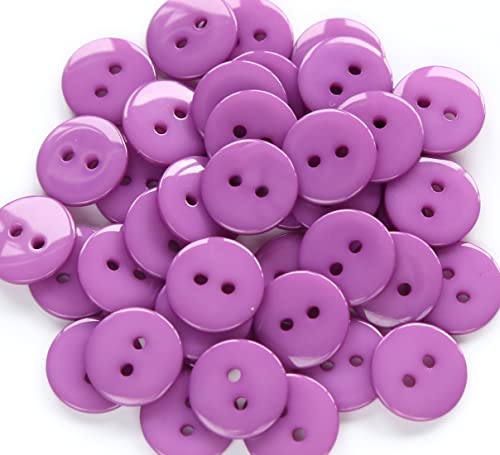200pcs 5/8 Inch(15mm) Purple Buttons 2 Holes Resin Button for Sewing and DIY Crafts - color: Purple
