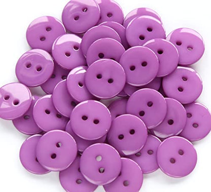 200pcs 5/8 Inch(15mm) Purple Buttons 2 Holes Resin Button for Sewing and DIY Crafts - color: Purple