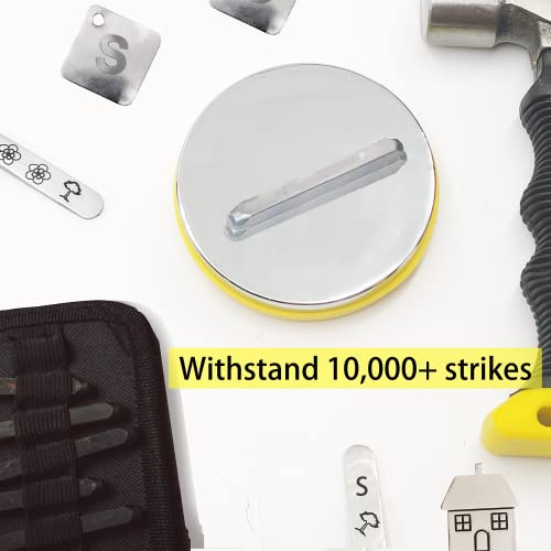 Steel Bench Block and Metal Stamping Hammer Kit, No-Rebound Metal Bench Block, Jewelry Stamping Hammer, Jewelry Metal Stamping Tools for Jewelry Making & Metal Stamping - color: Yellow, Round