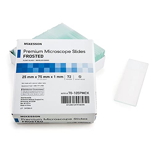 McKesson Premium Microscope Slides, Frosted, 25 x 75 x 1 mm, 72 ct