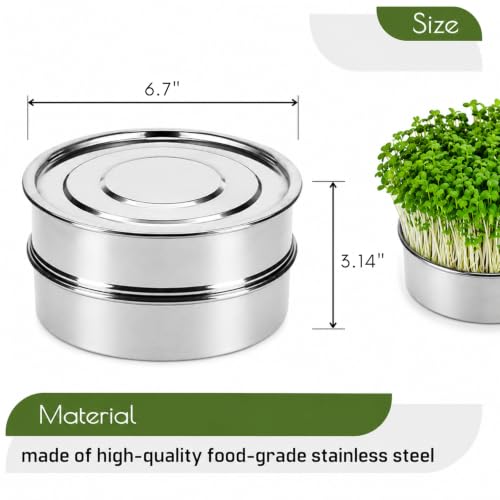 6'' Stainless Steel Sprouting Tray – Round 2-Tier Seed Gardening Planter Tray for Microgreens Broccoli Sprouts Growing Kit Microgreens Tray Germination - size: 2-Tier, 6"