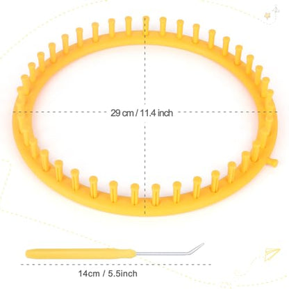 Katech Round Knitting Looms Set 29 cm Diameter Yellow Plastic Weaving Looms Scarf Hats Making Tools DIY Crocheting Handmade Craft Kit with a Crochet Hook and Needle for Knitting Lovers (Yellow) - color: Yellow (29 cm / 11.4 inch)