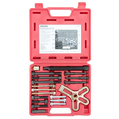 OEMTOOLS 27187 Harmonic Balancer Puller Kit, Removes Harmonic Balancers, Dampers, Pulley Puller, Puller Tool for Use with GM 3300 & 3800 V6 Engines, Includes Metric and SAE Bolts - style: Puller Kit Red Case