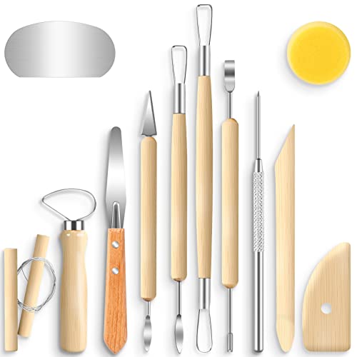 Jetmore 12 Pack Clay Tools Kit, Pottery Tools & Sculpting Tools, Polymer Modeling Clay Cutters Sculpture Set for Carving, Ceramics, Molding, DIY - color: 12 Pack